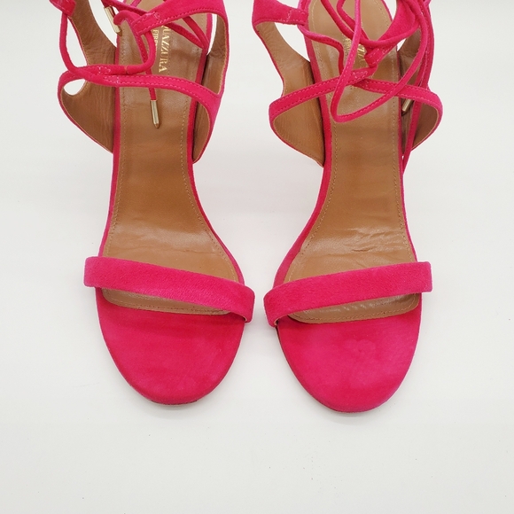 Aquazzura Colette Pink Suede Sandals - Picture 9 of 16